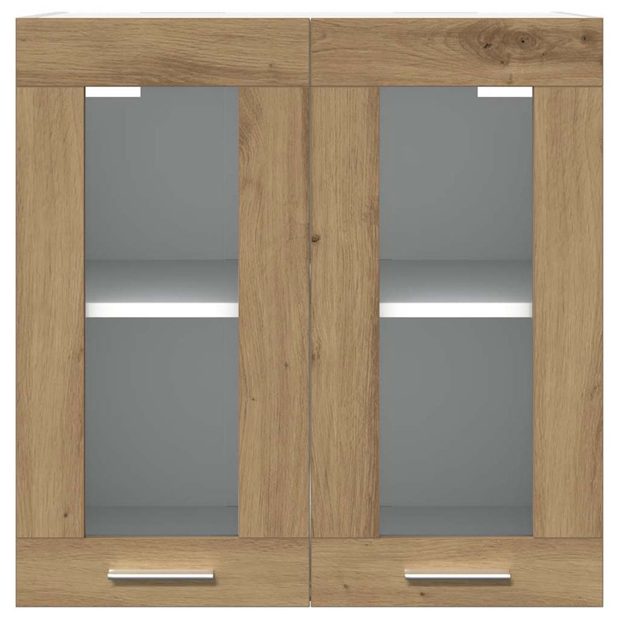 Keukenwandkast met glazen deur 60x31x60 cm artisanaal eiken