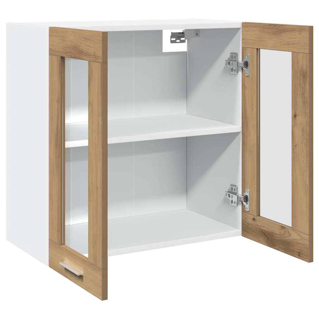 Keukenwandkast met glazen deur 60x31x60 cm artisanaal eiken