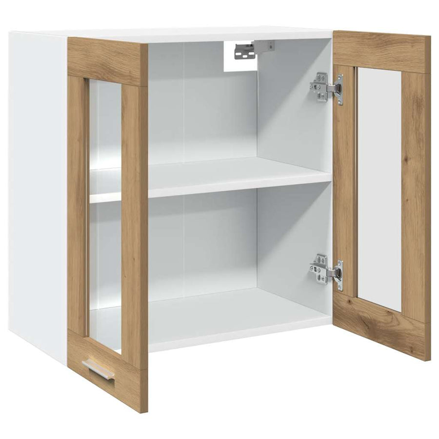 Keukenwandkast met glazen deur 60x31x60 cm artisanaal eiken