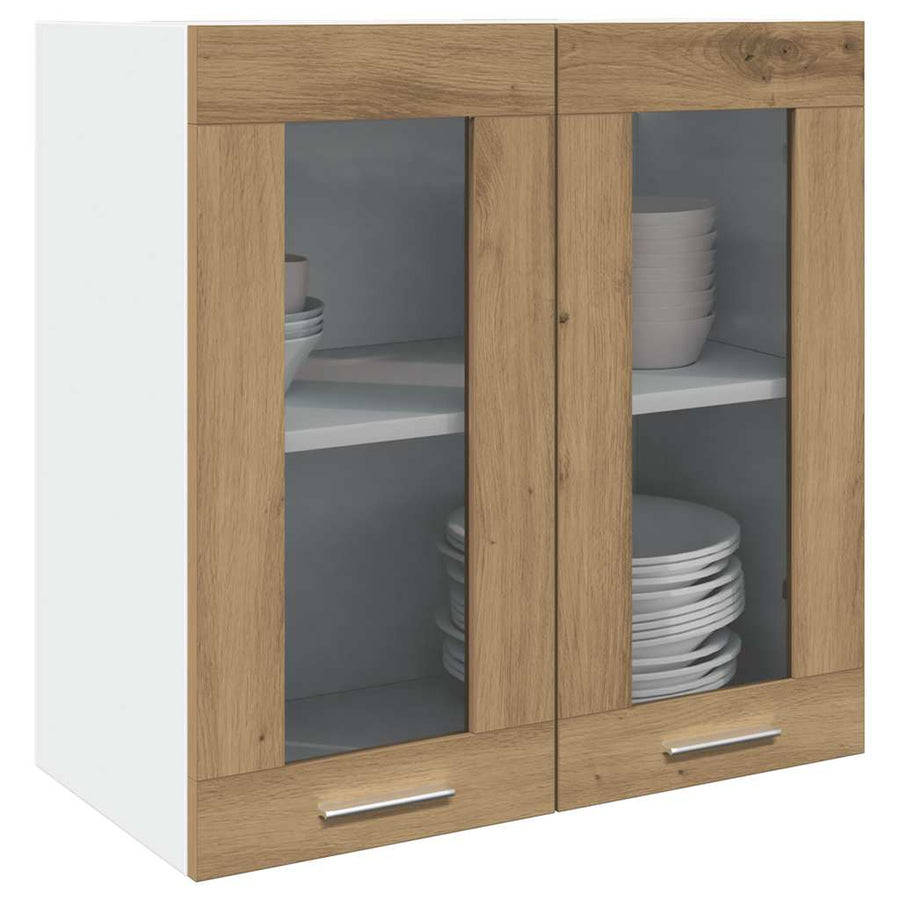 Keukenwandkast met glazen deur 60x31x60 cm artisanaal eiken