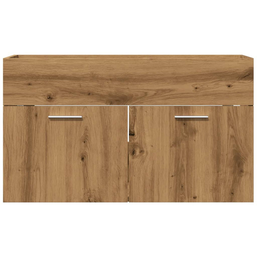 Wastafelkast 90x38,5x46 cm bewerkt hout artisanaal eikenkleur