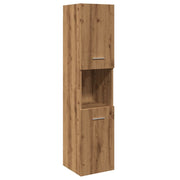 Badkamerwandkast 30x30x130 cm bewerkt hout eikenkleur
