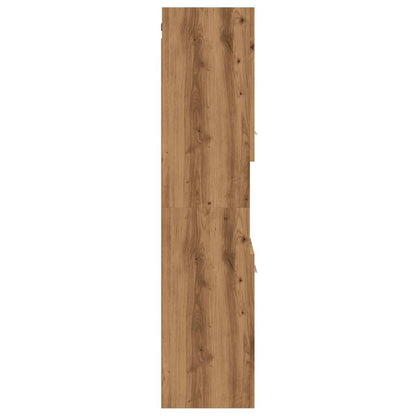 Badkamerwandkast 30x30x130cm bewerkt hout artisanaal eikenkleur