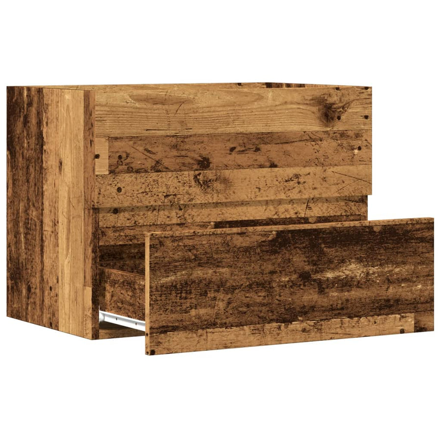 Badkamerkast 60x38,5x45 cm bewerkt hout oud houtkleurig