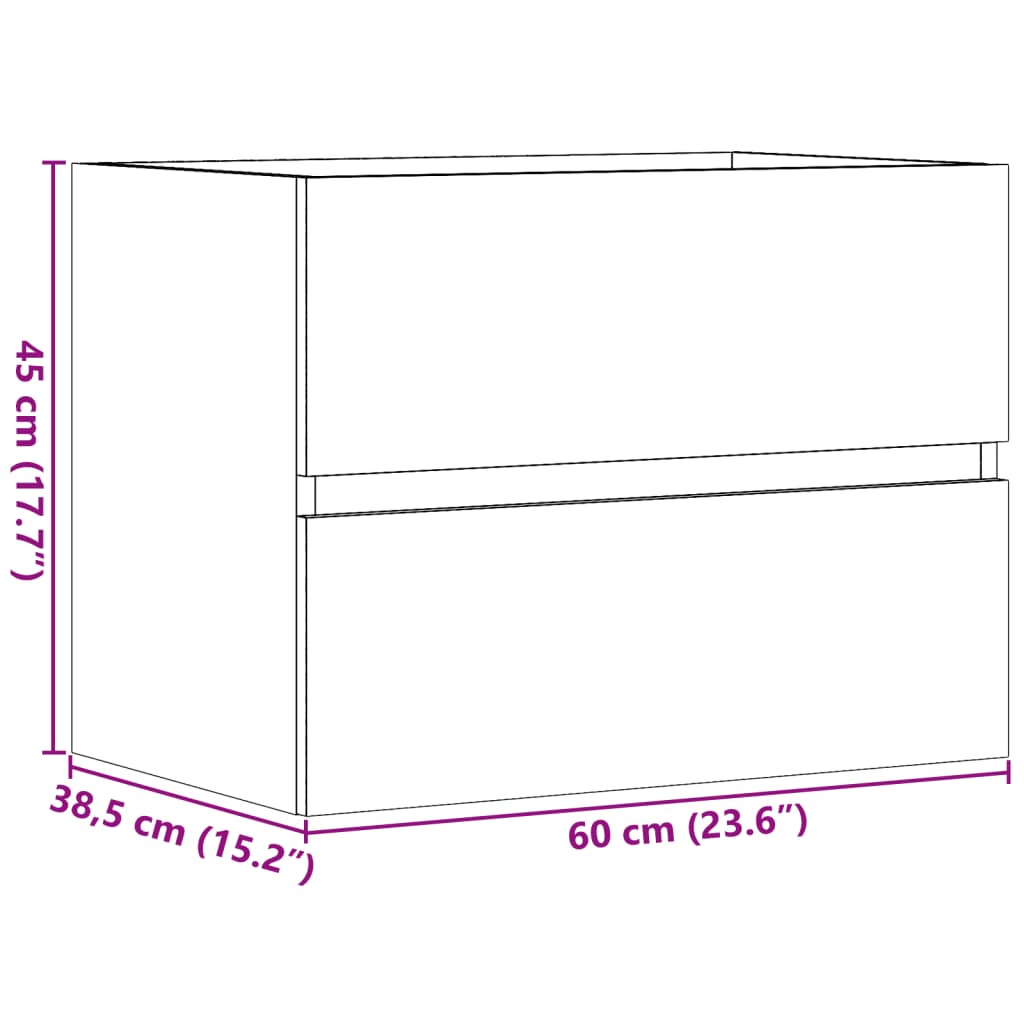 Badkamerkast 60x38,5x45 cm bewerkt hout oud houtkleurig