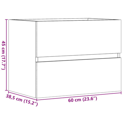 Badkamerkast 60x38,5x45 cm bewerkt hout oud houtkleurig