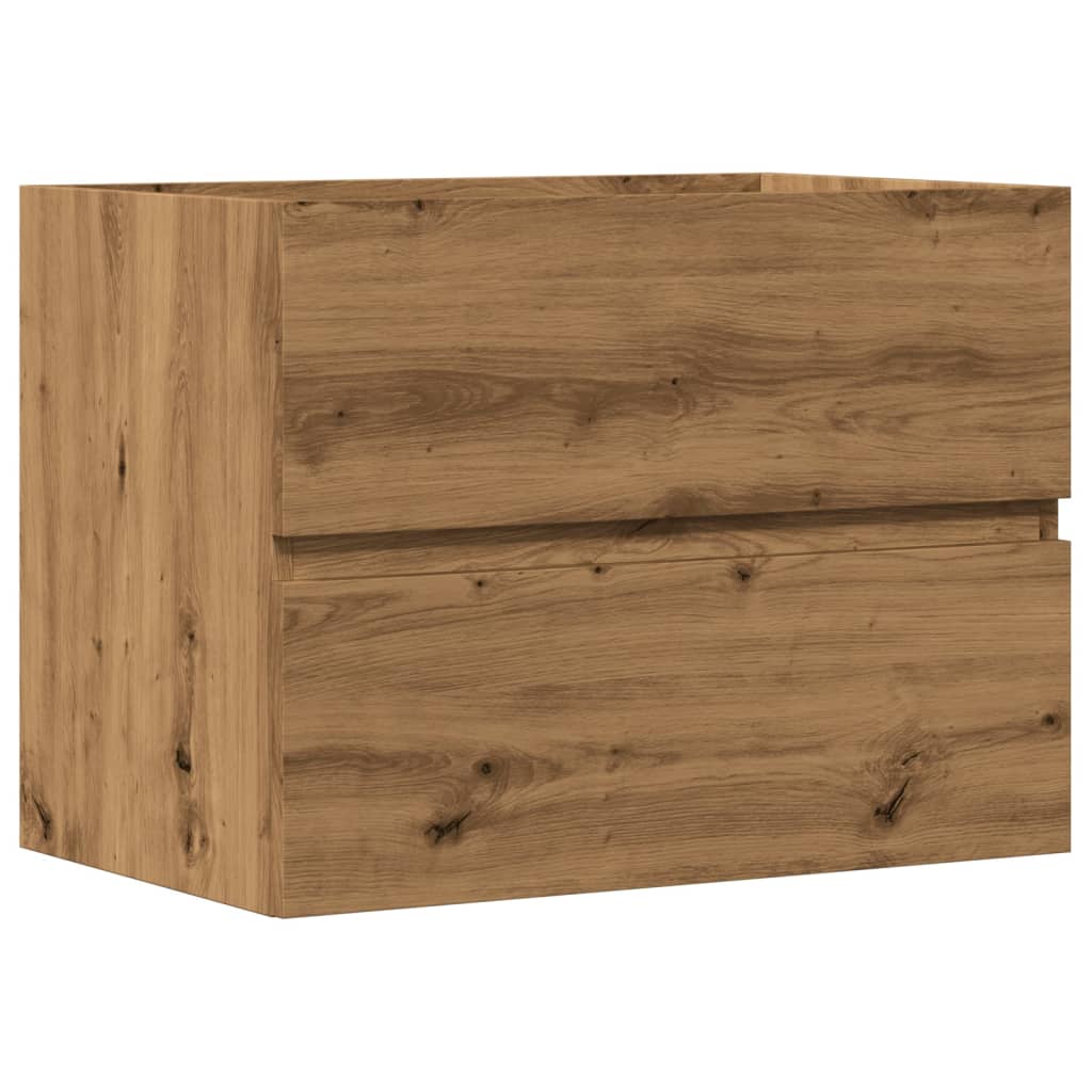 Badkamerkast 60x38,5x45 cm bewerkt hout artisanaal eikenkleurig