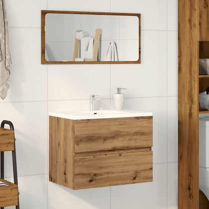 Badkamerkast 60x38,5x45 cm bewerkt hout artisanaal eikenkleurig