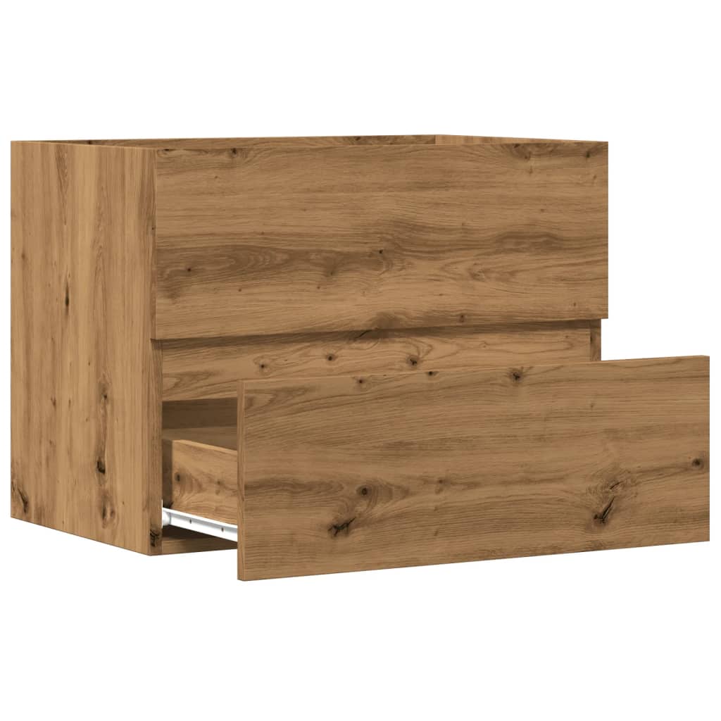 Badkamerkast 60x38,5x45 cm bewerkt hout artisanaal eikenkleurig