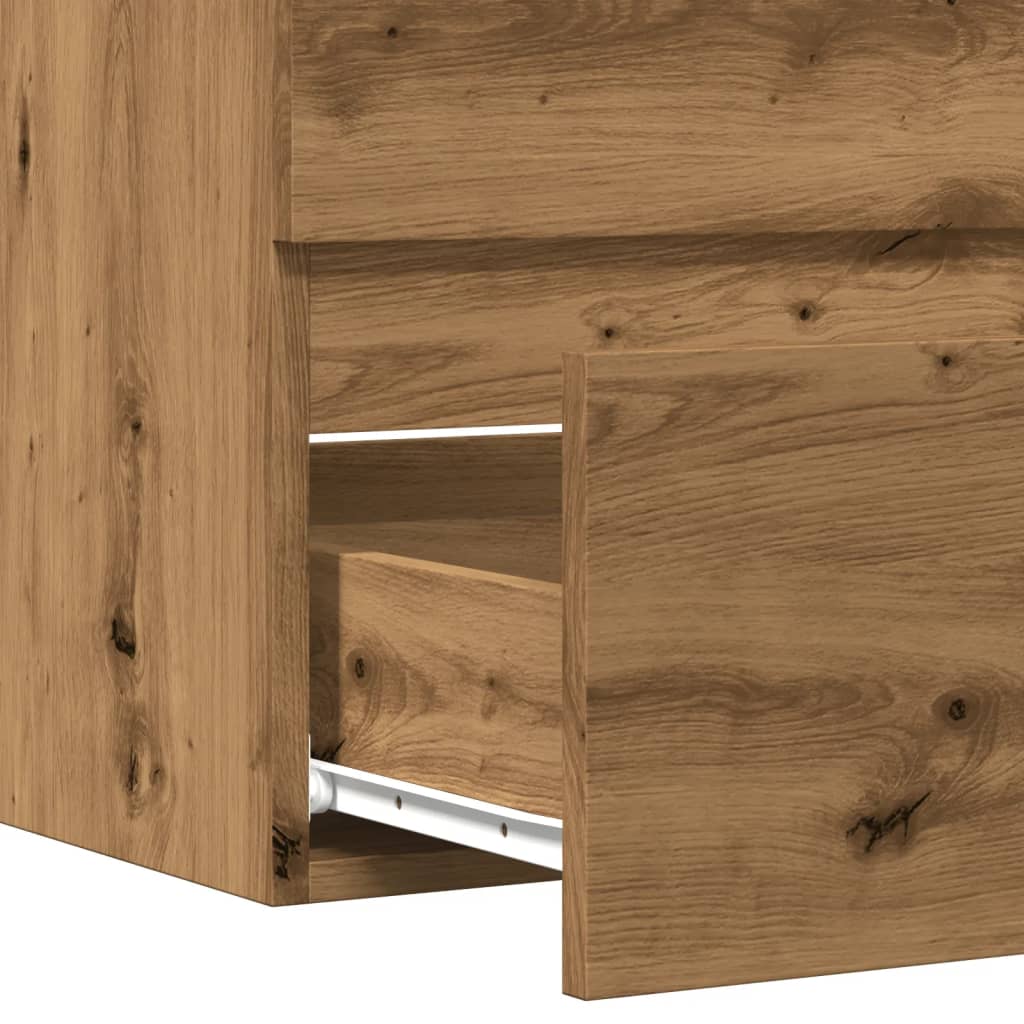 Badkamerkast 60x38,5x45 cm bewerkt hout artisanaal eikenkleurig