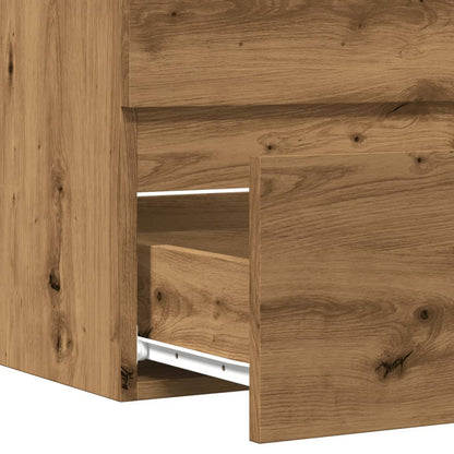 Badkamerkast 60x38,5x45 cm bewerkt hout artisanaal eikenkleurig
