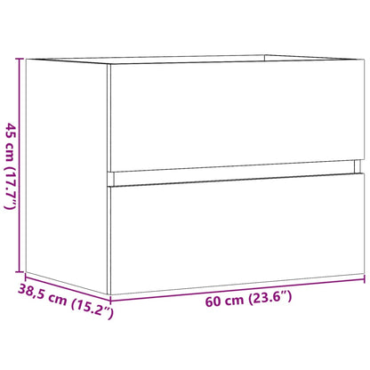Badkamerkast 60x38,5x45 cm bewerkt hout artisanaal eikenkleurig