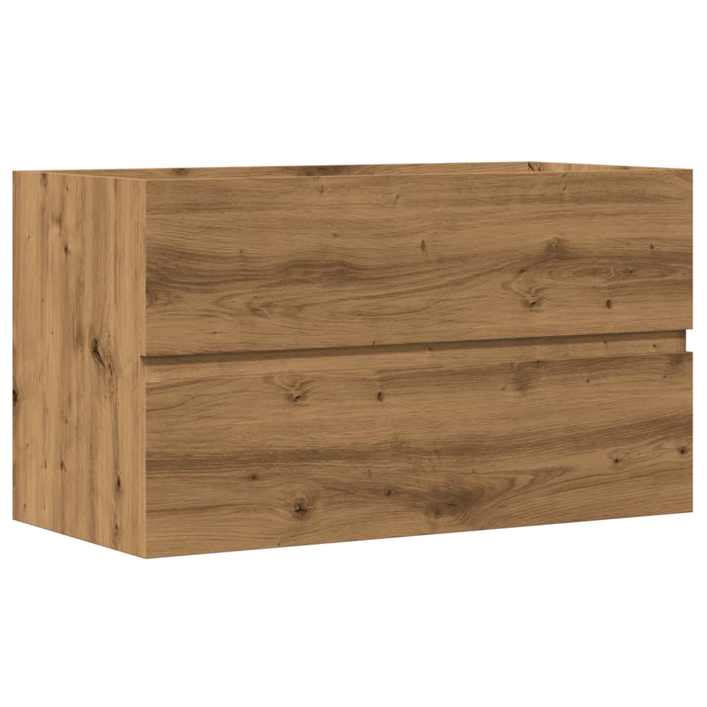 Badkamerwandkast 80x38,5x45 cm bewerkt hout artisanaal eiken