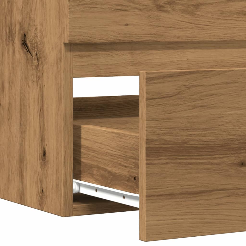Badkamerwandkast 80x38,5x45 cm bewerkt hout artisanaal eiken