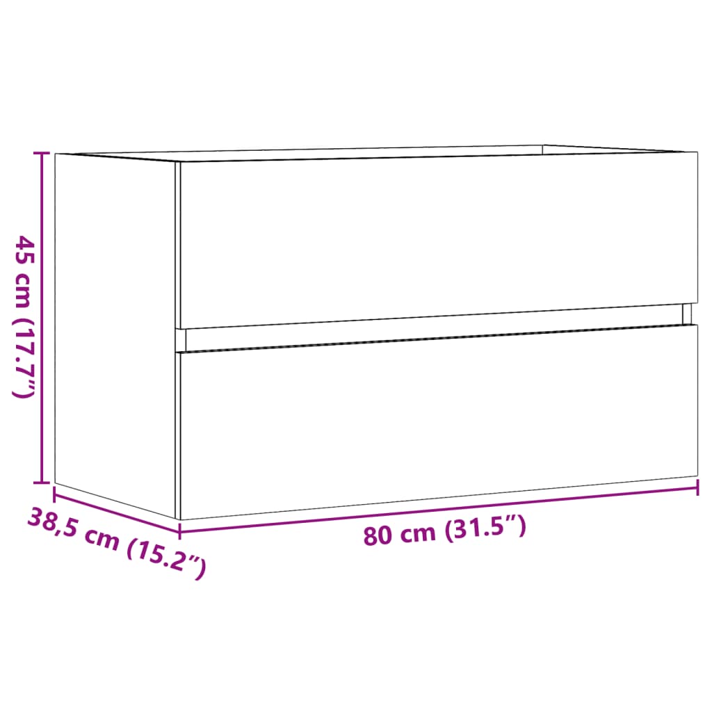Badkamerwandkast 80x38,5x45 cm bewerkt hout artisanaal eiken