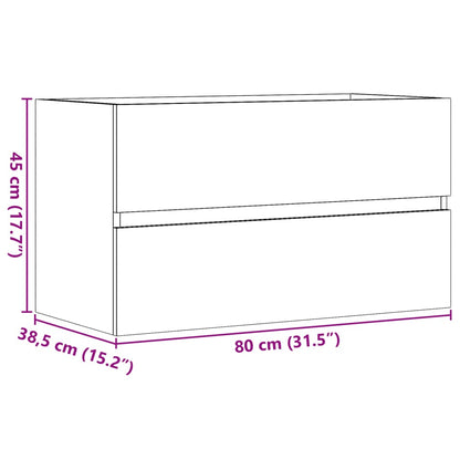 Badkamerwandkast 80x38,5x45 cm bewerkt hout artisanaal eiken