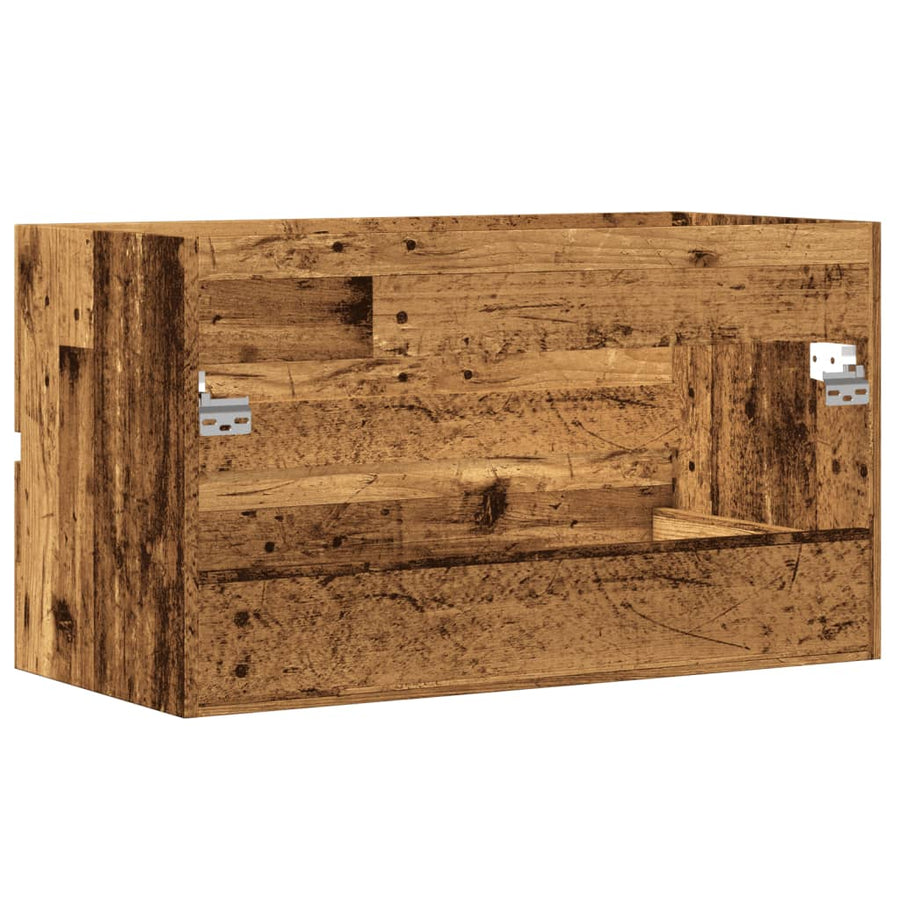 Wastafelkast 90x38,5x45 cm bewerkt hout oud houtkleurig