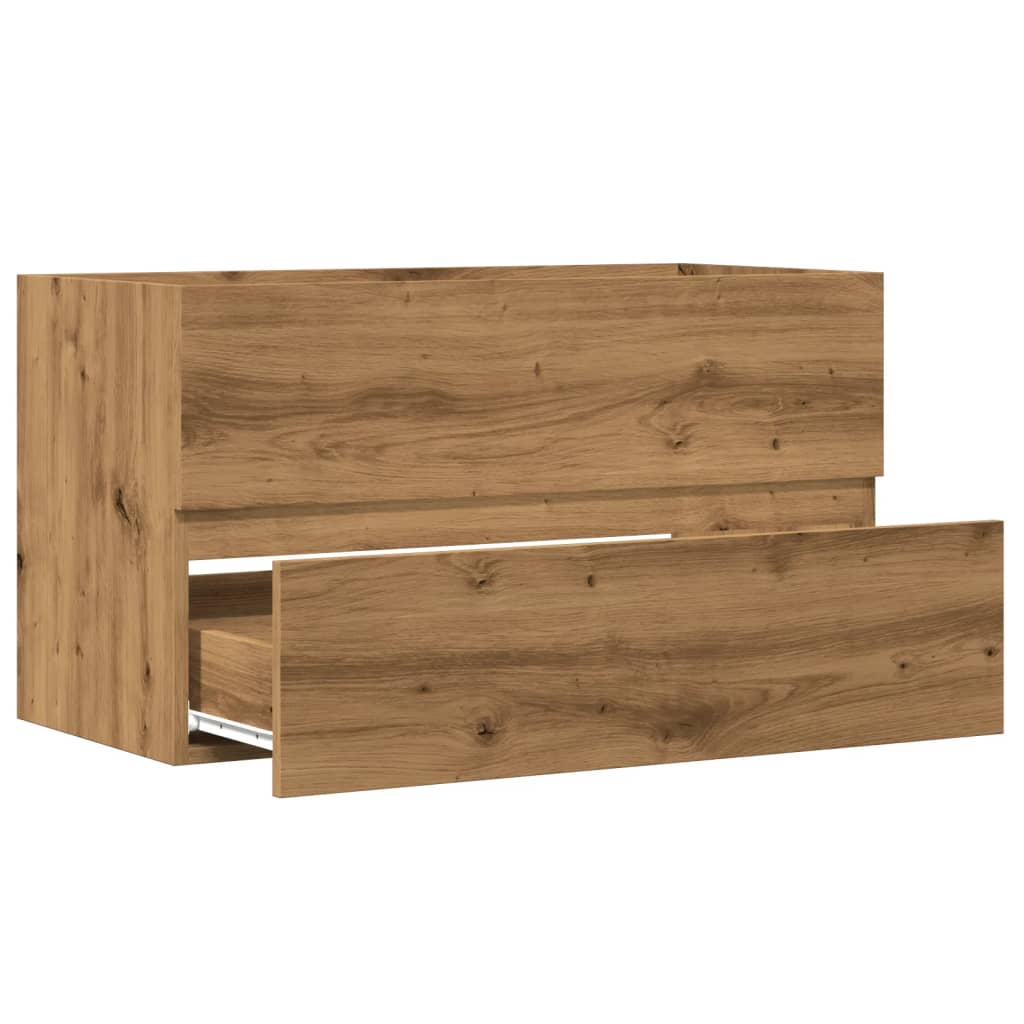 Wastafelkast 90x38,5x45 cm bewerkt hout artisanaal eikenkleur