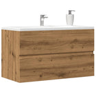 Wastafelkast 90x38,5x45 cm bewerkt hout eikenkleur