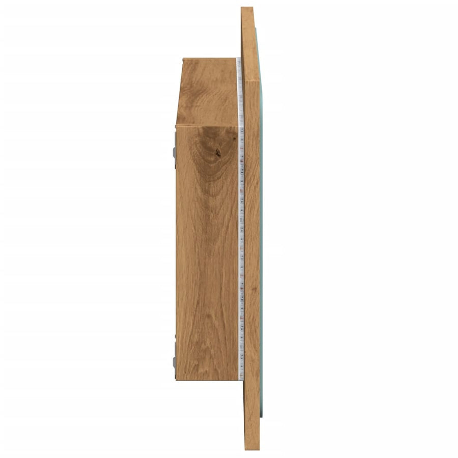 Badkamerspiegel met LED 60x8,5x38 cm artisanaal eikenkleurig