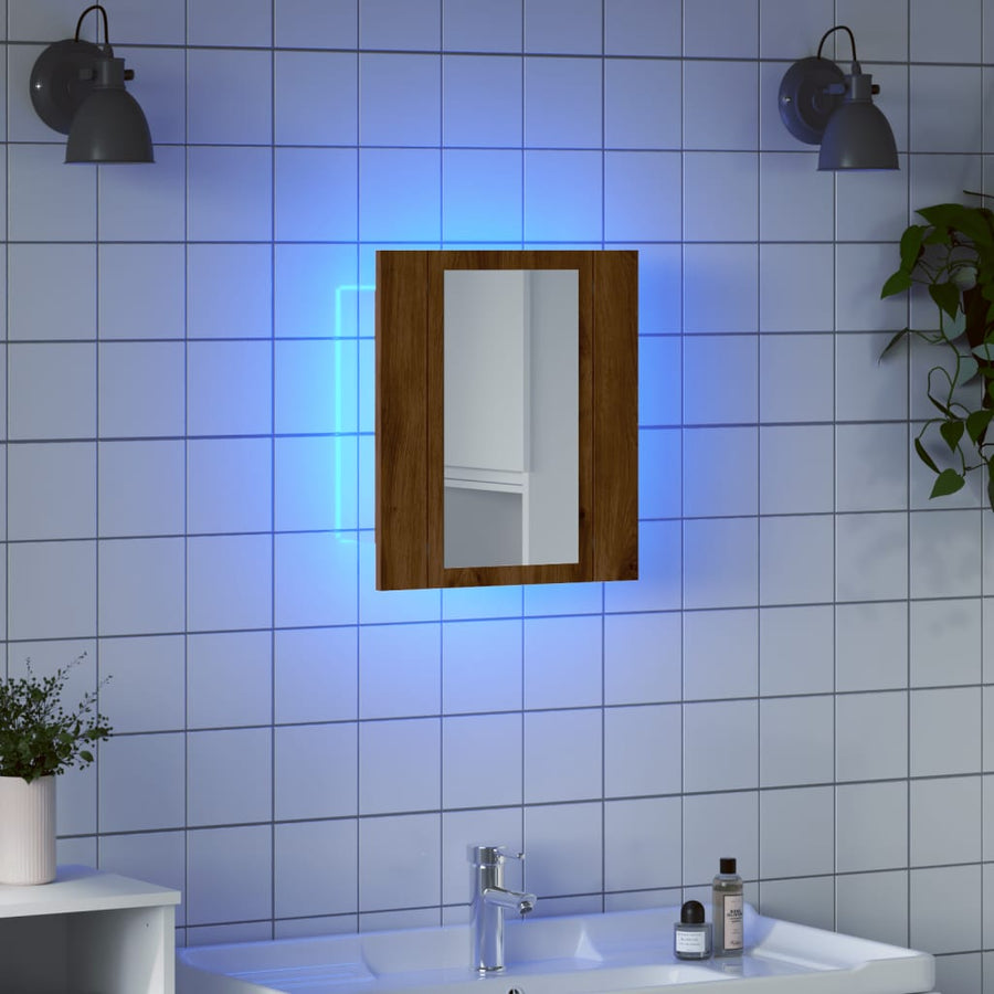 Badkamerspiegelkast LED 40x12x45 cm bewerkt hout artisan eiken