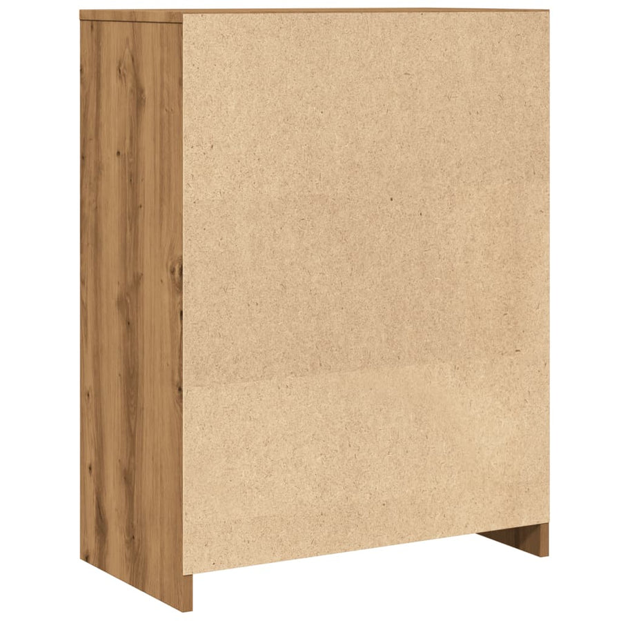 Badkamerkast 60x33x80 cm bewerkt hout artisanaal eikenkleurig