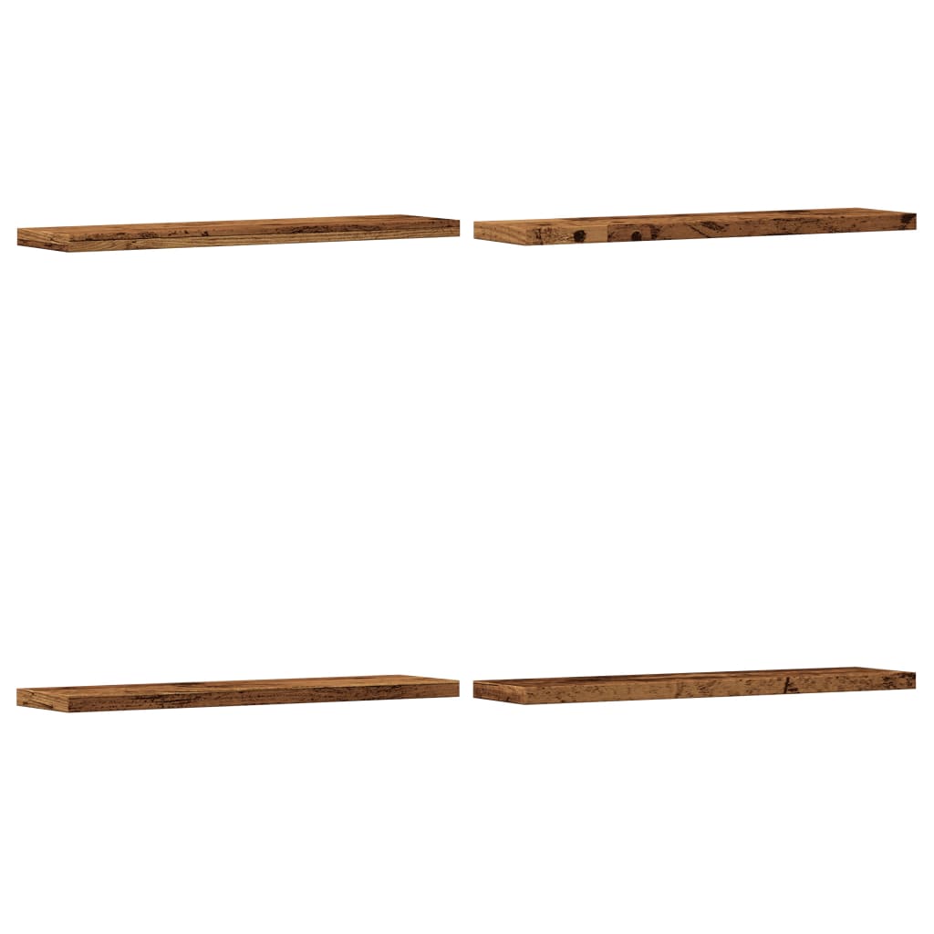 Wandschappen 4 st 40x10x1,5 cm bewerkt hout oud houtkleurig