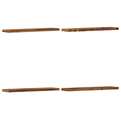 Wandschappen 4 st 40x10x1,5 cm bewerkt hout oud houtkleurig