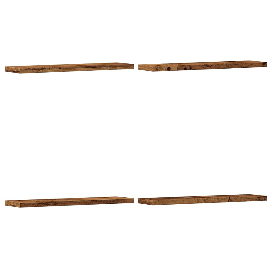Wandschappen 4 st 40x10x1,5 cm bewerkt hout oud houtkleurig