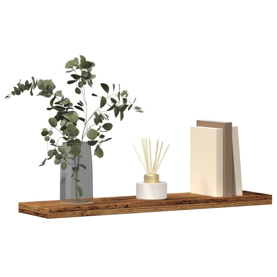 Wandschappen 4 st 40x10x1,5 cm bewerkt hout oud houtkleurig