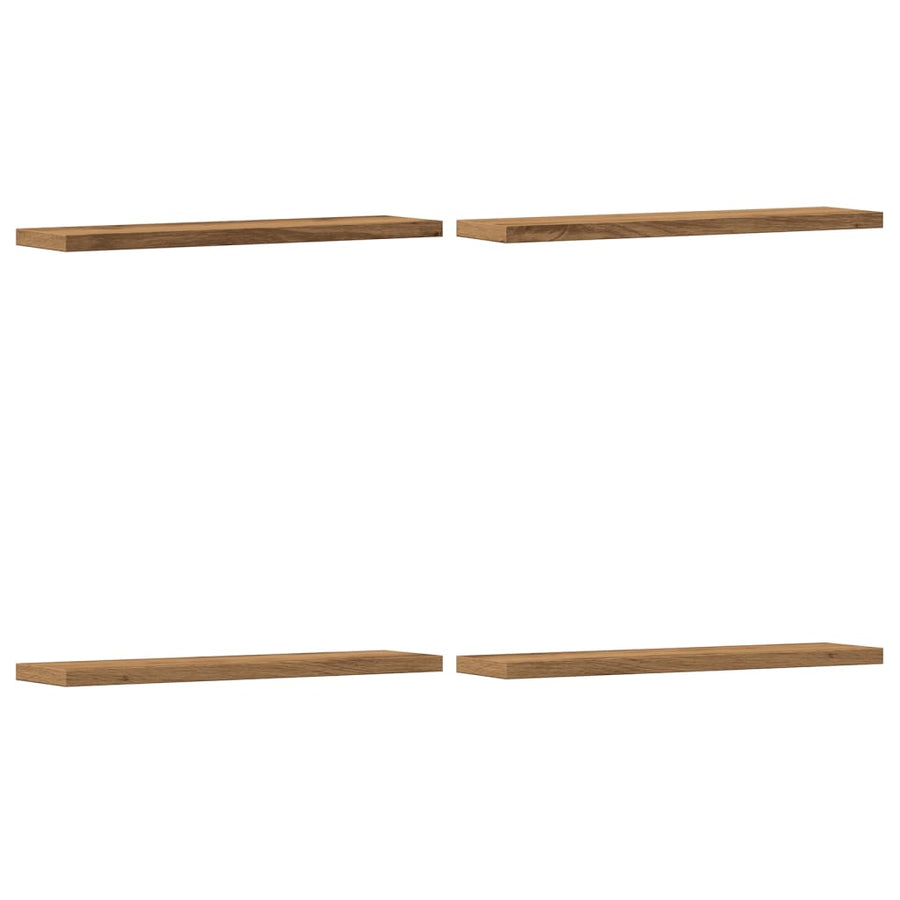 Wandschappen 4 st 40x10x1,5 cm bewerkt hout artisanaal eiken