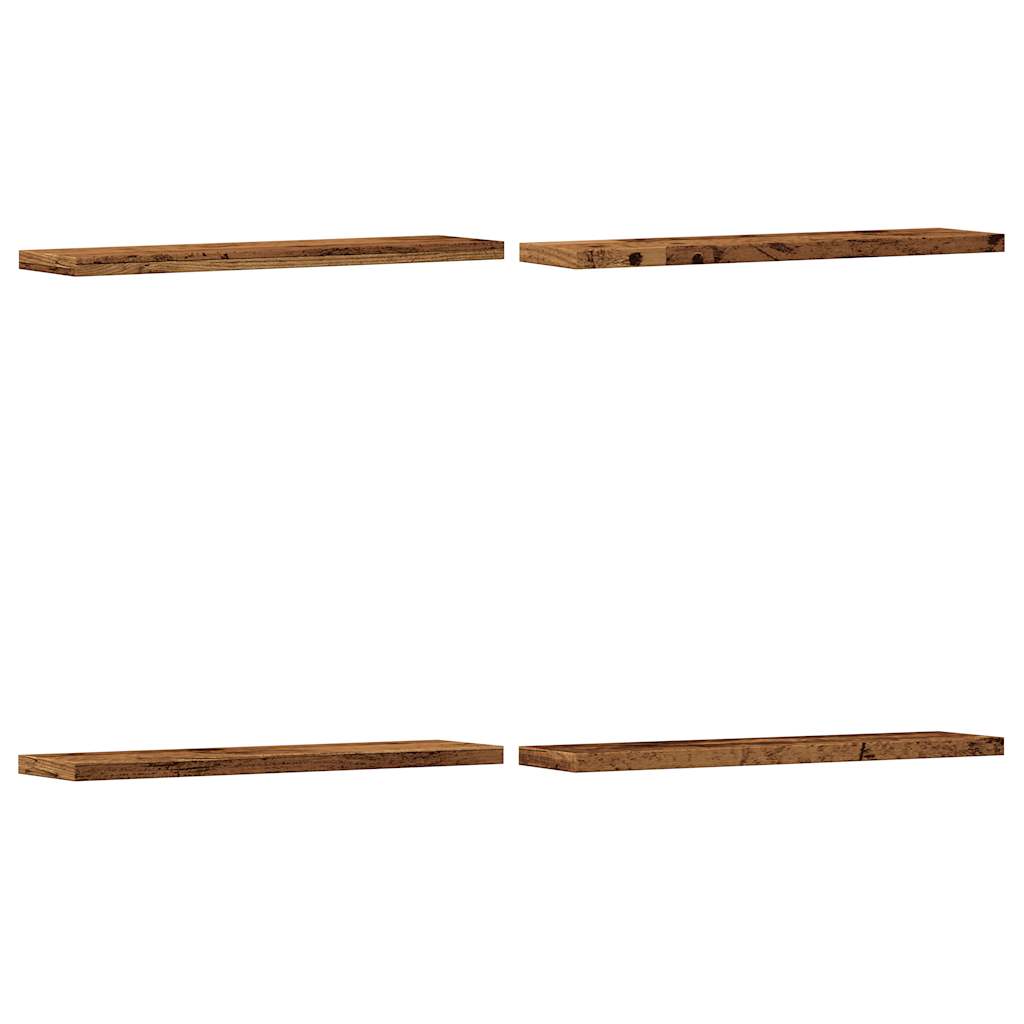 Wandschappen 4 st 40x20x1,5 cm bewerkt hout oud houtkleurig