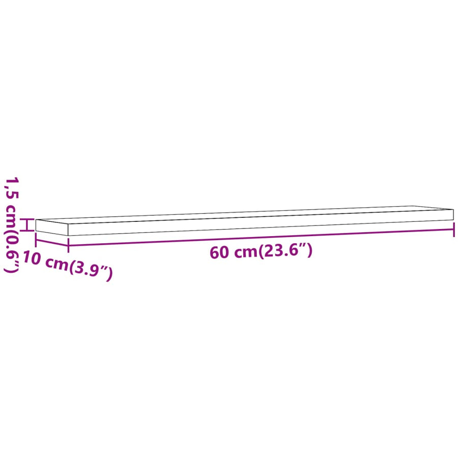 Wandschappen 4 st 60x10x1,5 cm bewerkt hout oud houtkleurig