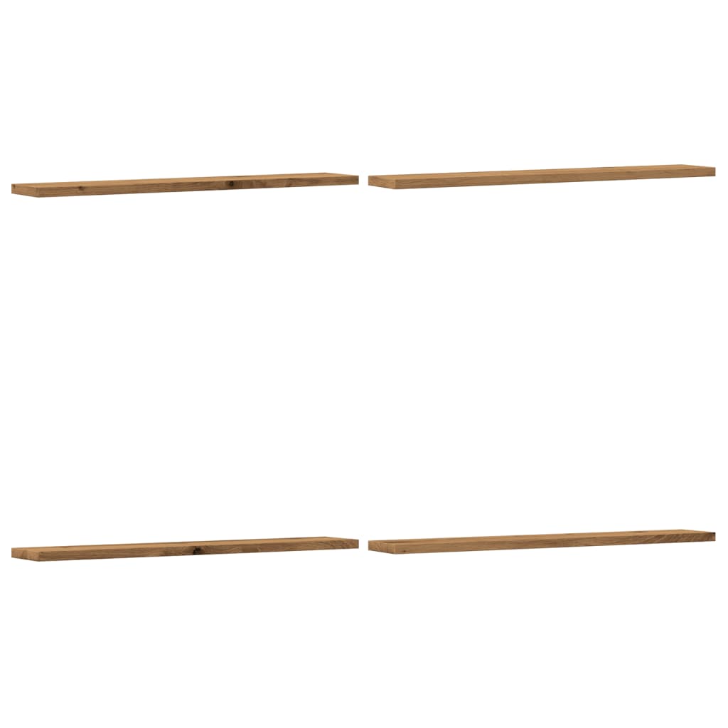 Wandschappen 4 st 60x10x1,5 cm bewerkt hout artisanaal eiken