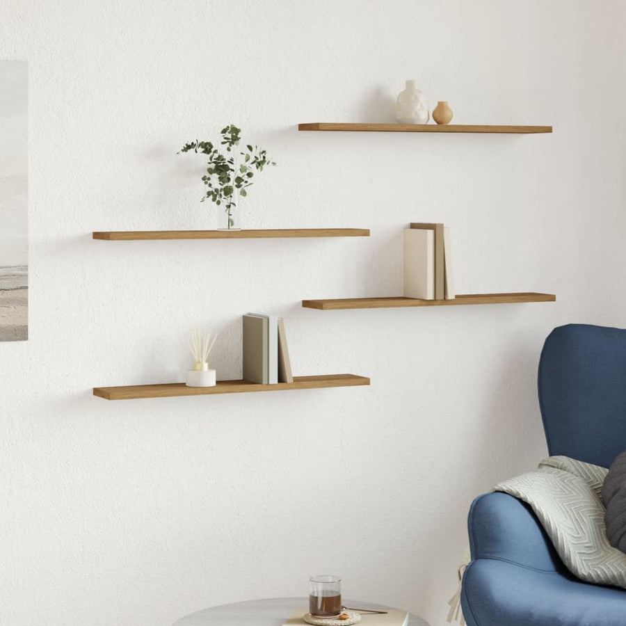 Wandschappen 4 st 60x10x1,5 cm bewerkt hout artisanaal eiken