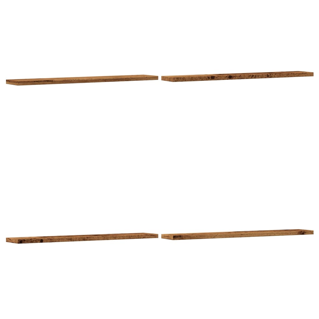 Wandschappen 4 st 60x20x1,5 cm bewerkt hout oud houtkleurig