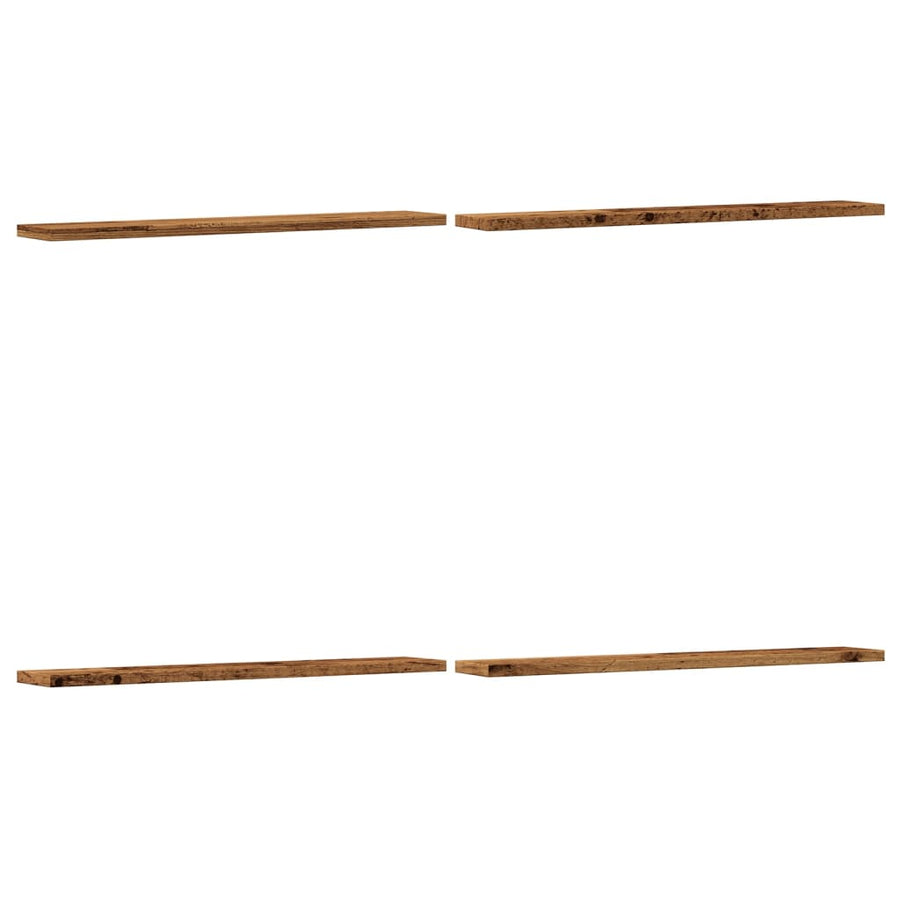 Wandschappen 4 st 60x20x1,5 cm bewerkt hout oud houtkleurig