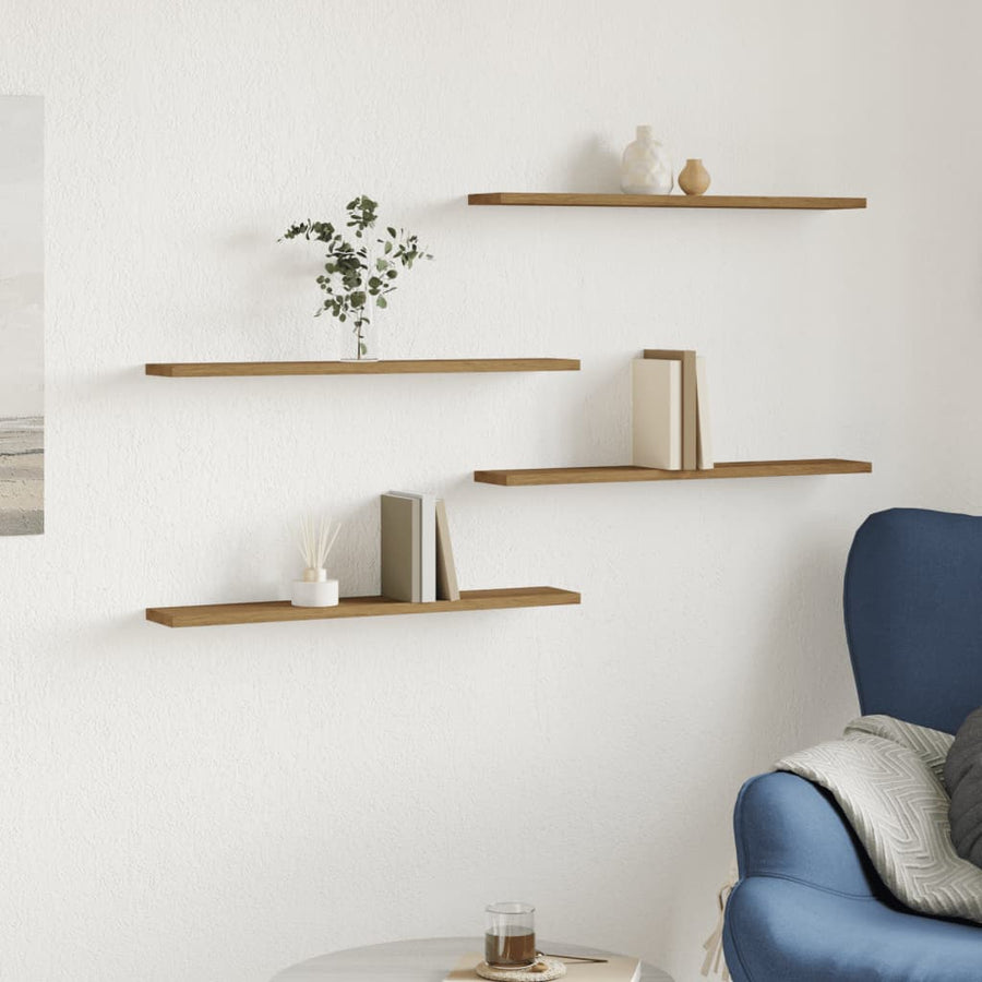 Wandschappen 4 st 60x20x1,5 cm bewerkt hout artisanaal eiken