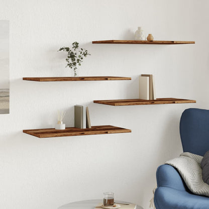 Wandschappen 4 st 60x30x1,5 cm bewerkt hout oud houtkleurig