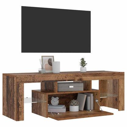 Tv-Meubel Met Led 120X36,5X40 Cm Bewerkt Hout Oud Hout Artisanaal Eikenkleurig