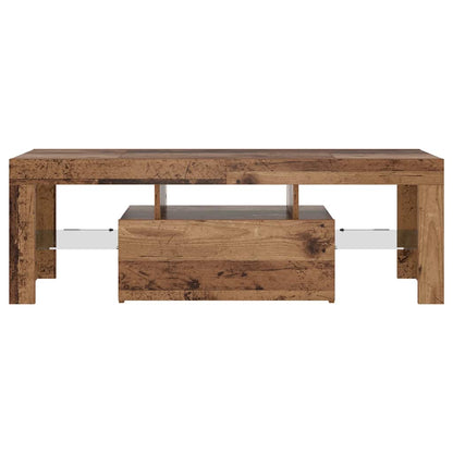 Tv-Meubel Met Led 120X36,5X40 Cm Bewerkt Hout Oud Hout Artisanaal Eikenkleurig