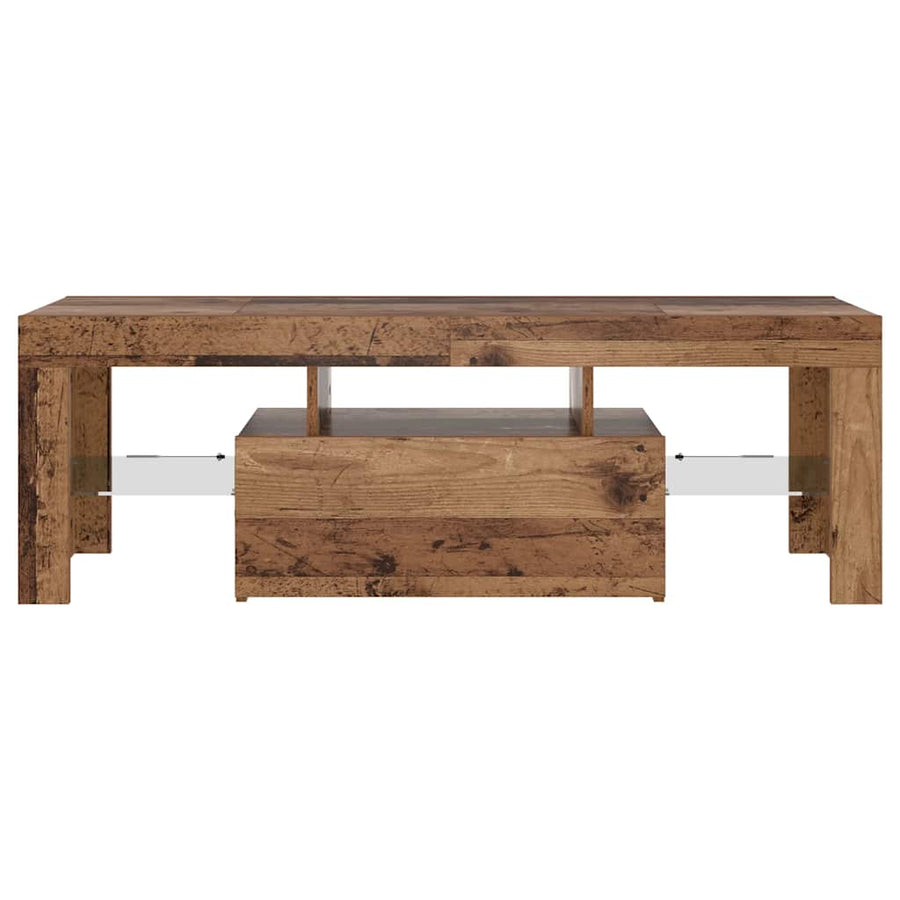 Tv-Meubel Met Led 120X36,5X40 Cm Bewerkt Hout Oud Hout Artisanaal Eikenkleurig