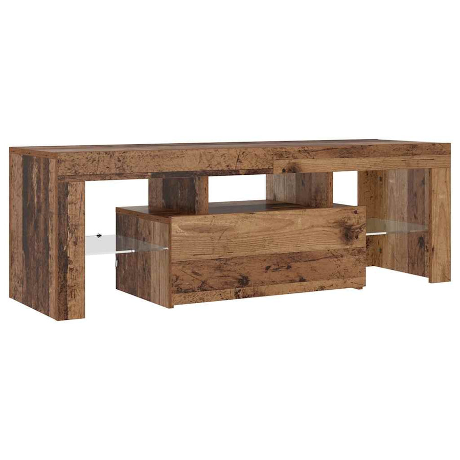 Tv-Meubel Met Led 120X36,5X40 Cm Bewerkt Hout Oud Hout Artisanaal Eikenkleurig