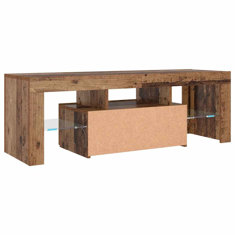 Tv-Meubel Met Led 120X36,5X40 Cm Bewerkt Hout Oud Hout Artisanaal Eikenkleurig