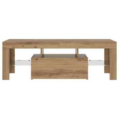 Tv-Meubel Met Led 120X36,5X40 Cm Bewerkt Hout Artisanaal Eiken Artisanaal Eikenkleurig