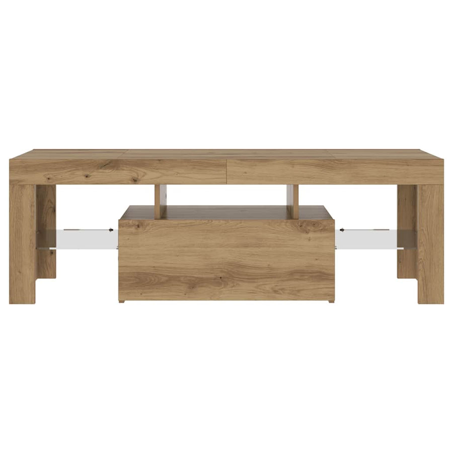 Tv-Meubel Met Led 120X36,5X40 Cm Bewerkt Hout Artisanaal Eiken Artisanaal Eikenkleurig