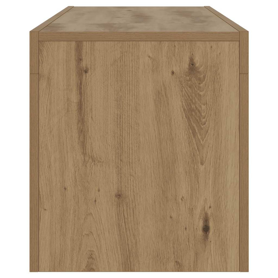Tv-Meubel Met Led 120X36,5X40 Cm Bewerkt Hout Artisanaal Eiken Artisanaal Eikenkleurig