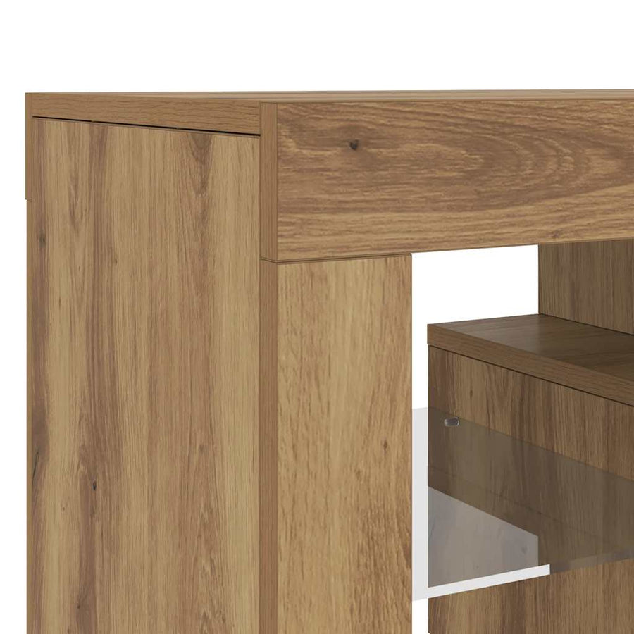 Tv-Meubel Met Led 120X36,5X40 Cm Bewerkt Hout Artisanaal Eiken Artisanaal Eikenkleurig