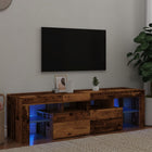 Tv-meubel 140x36,5x40 cm bewerkt hout oud hout LED