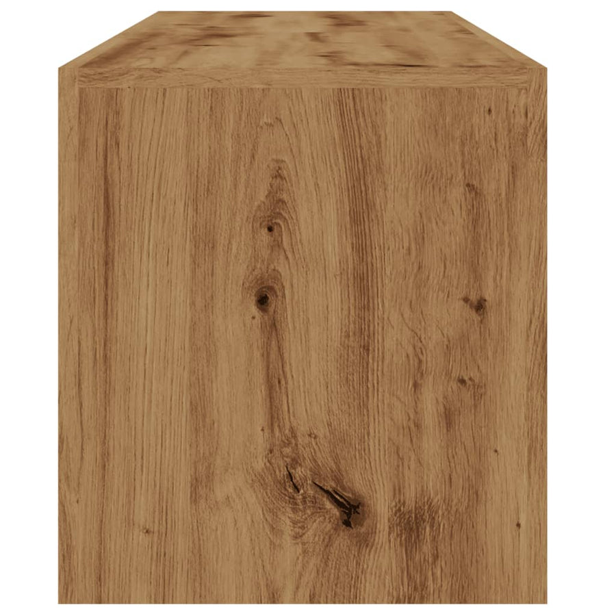 Tv-meubel met LED 140x36,5x40 cm bewerkt hout artisanaal eiken